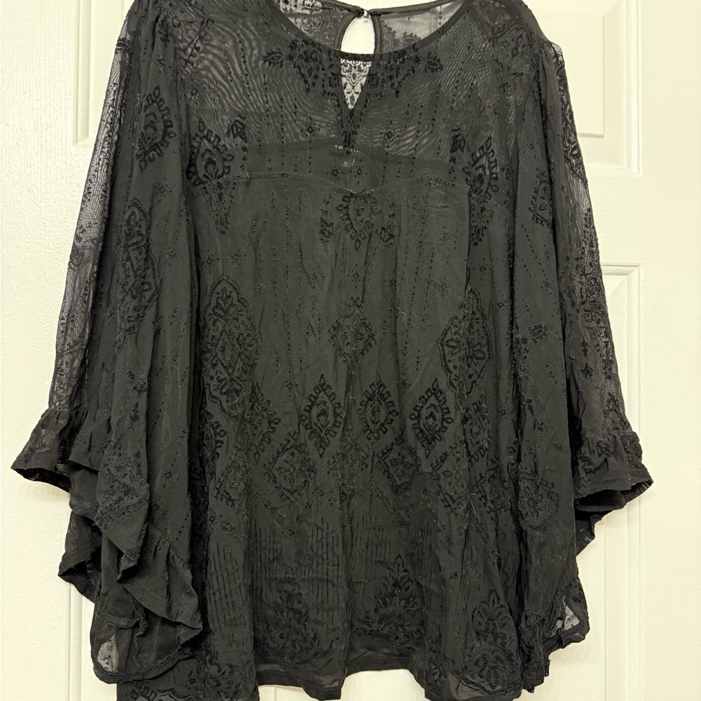 Torrid Black Patterned Blouse